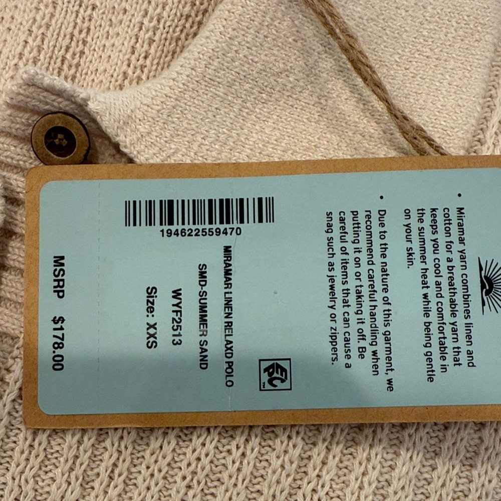 Faherty Beige Ribbed V-Neck Sweater - Picture 4 of 4